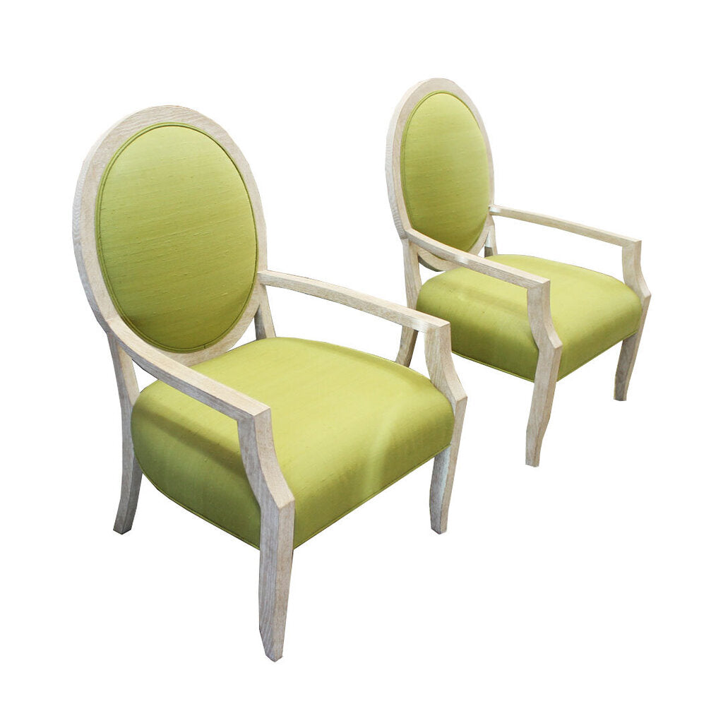 J. Robert Scott Transitional Blonde Wood Armchairs