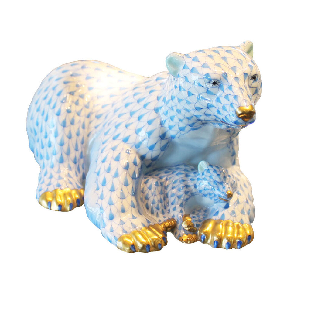 Herend Porcelain Large Polar Bear w/Cubs