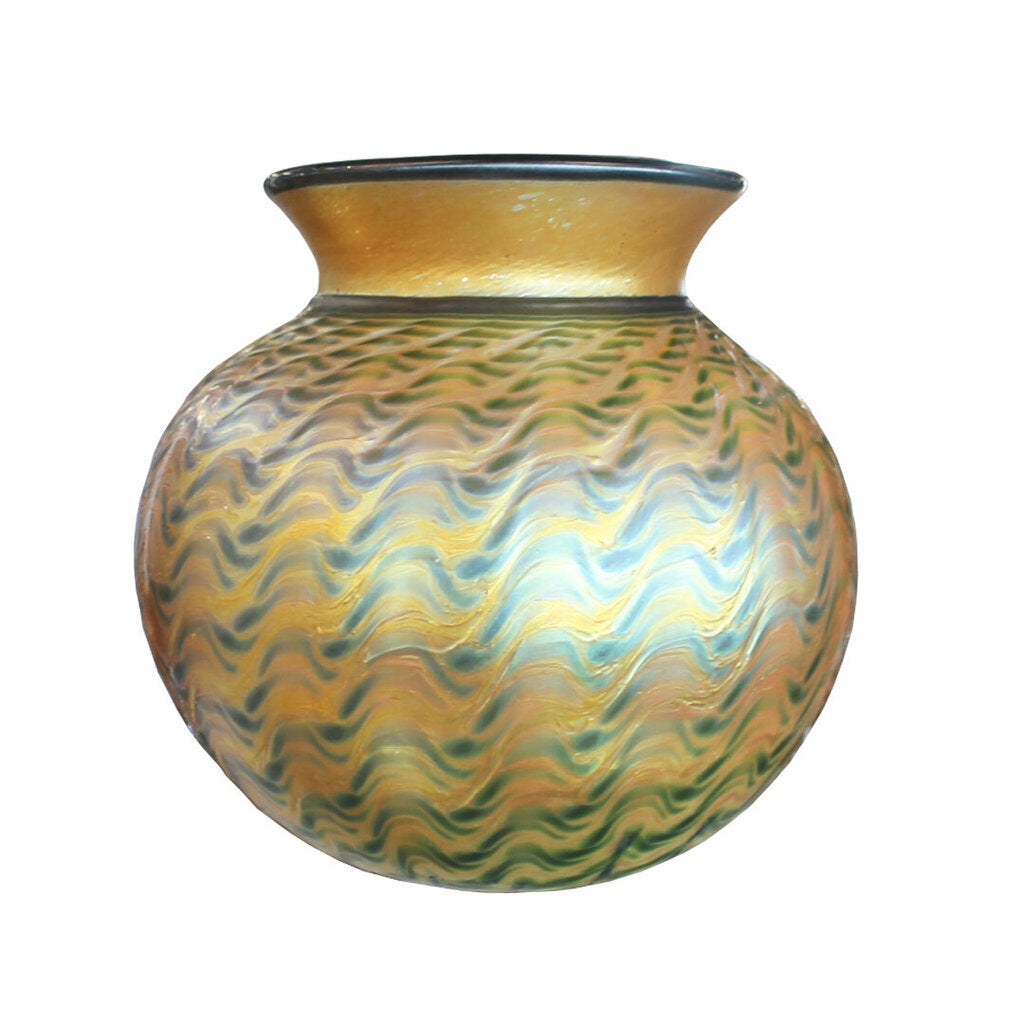 Signed Lundberg Studios Iridescent Vase, 1991