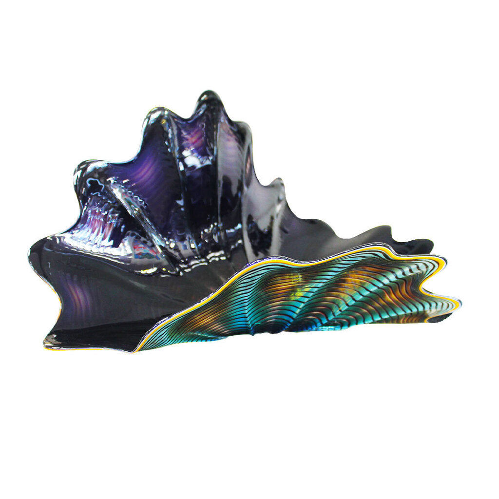 Signed Dale Chihuly Seafoam Persian Black w/Amethyst Hues, Teal & Copper, Orange Lip Wraps