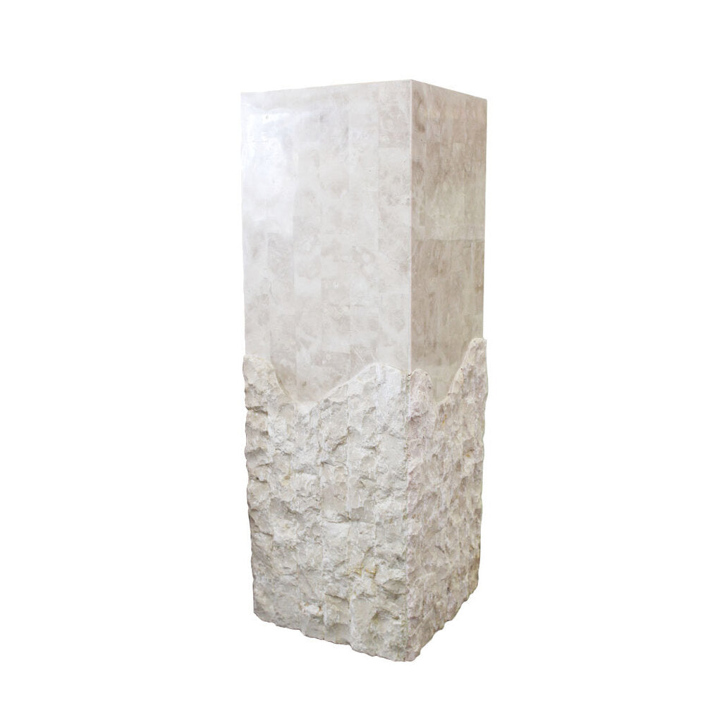 Tessellated Stone Pedestal by Marquis of Beverly Hills Fossil Ivory Stone