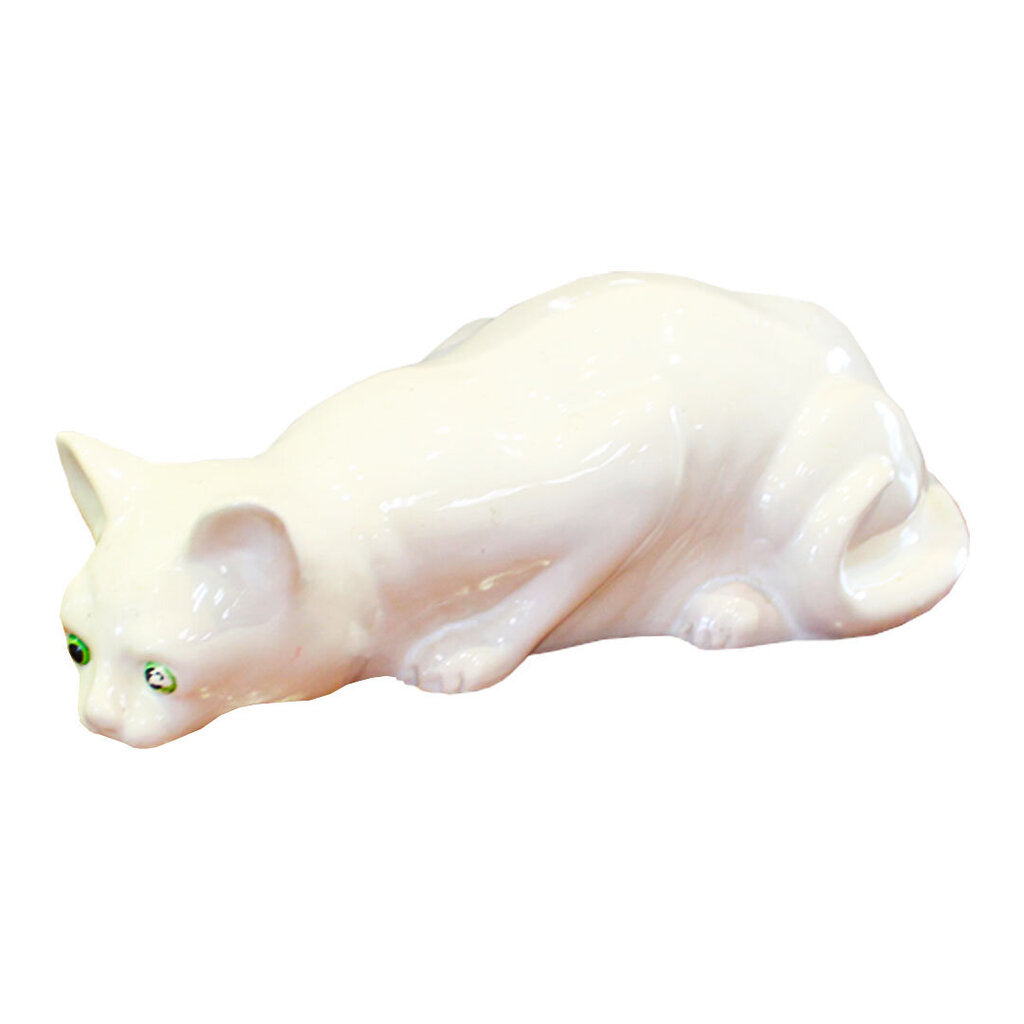 Vintage Ceramic Cat w/Green Eyes, 1980's Italy