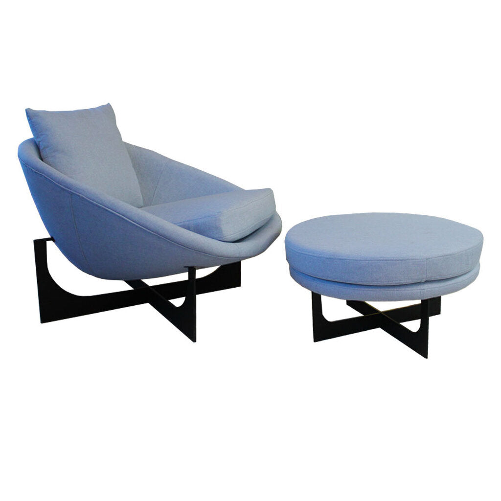 Lido Light Blue Lounge Chairs w/Ottomans