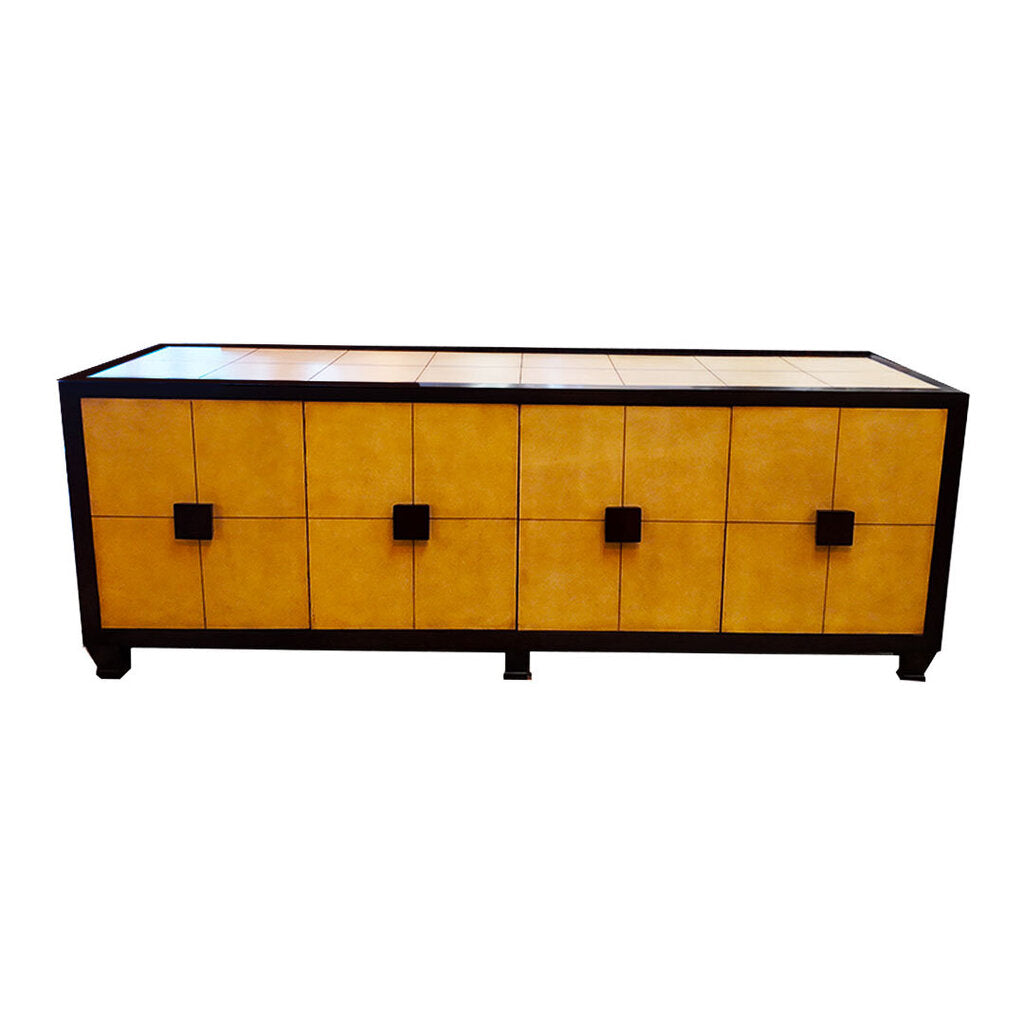 Kreiss Gatsby Four Door Credenza, Parchment Leather Panels