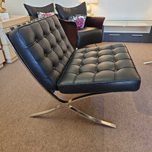 Load image into Gallery viewer, Replica Barcelona Chair in Black Leather, Designed by Mies Van Der Rohe for Knoll
