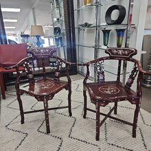Load image into Gallery viewer, Mid 20th Century Rosewood Mother of Pearl Inlay Corner Chairs
