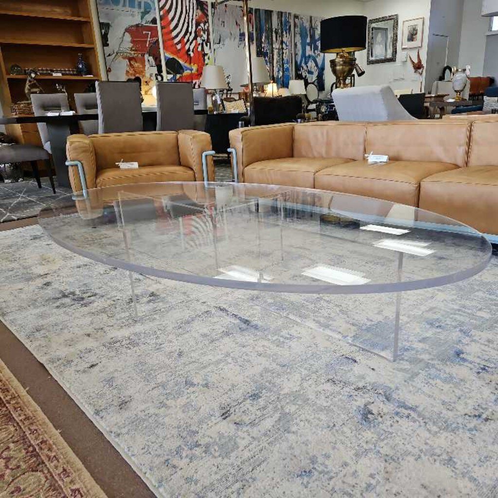 Oblong Oval Lucite Custom Made Coffee Table