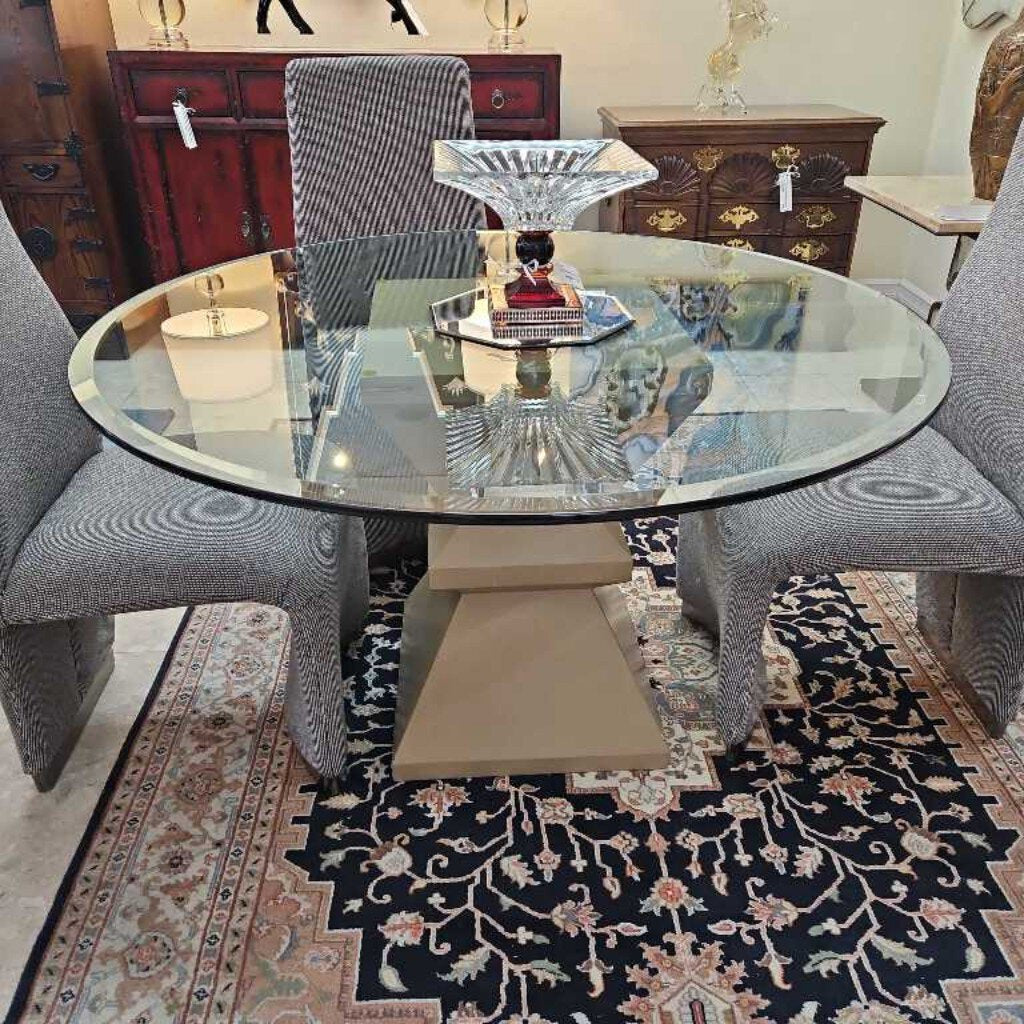 Cubist Base Dining Table w/Beveled Glass